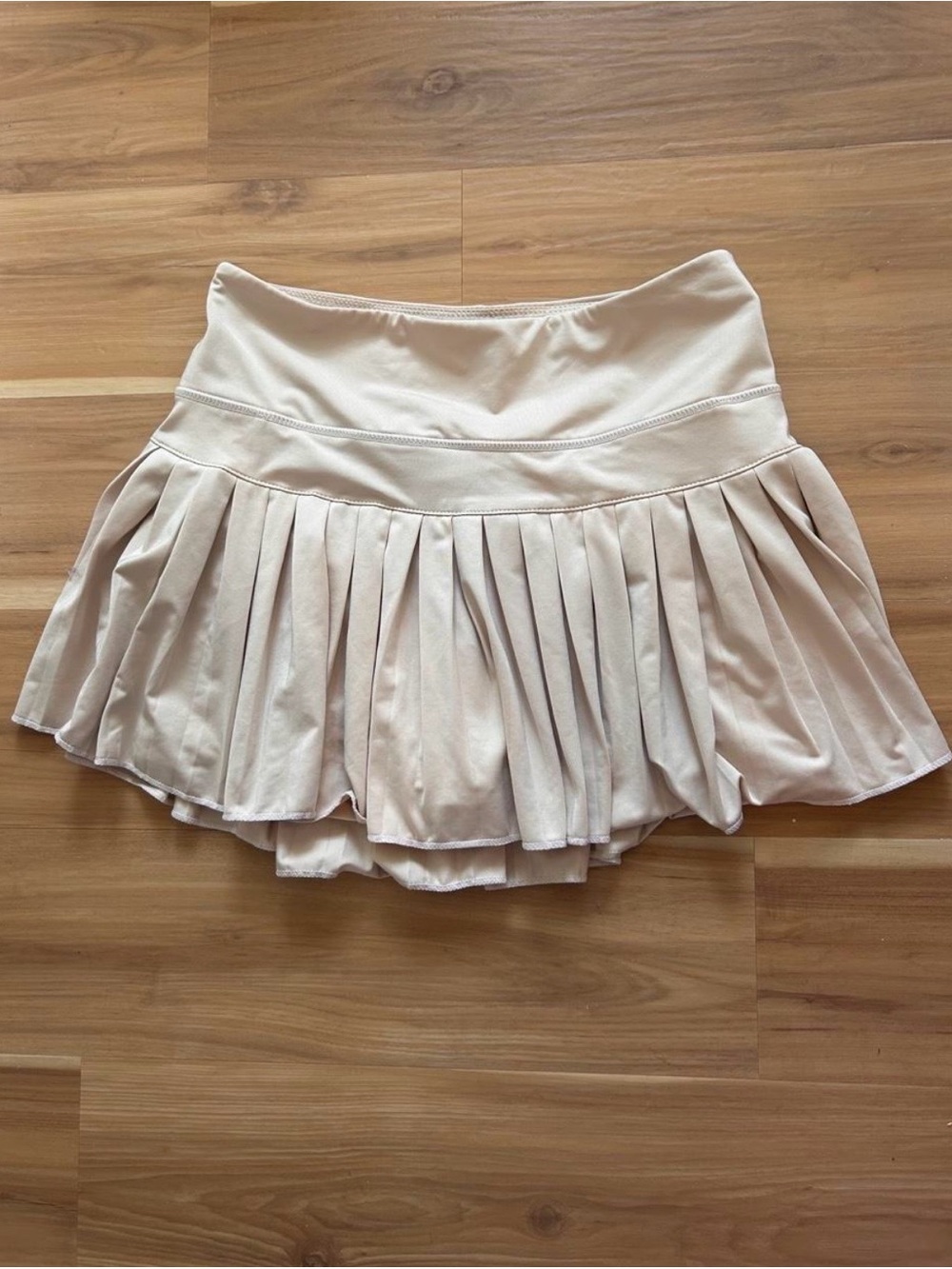 High-Waist Pleated Skater Skirt in Cream